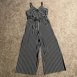 INC Size L black and white striped jumper wide leg and tie around waist